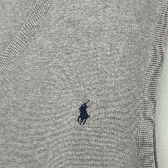 Ralph Lauren Gray V-Neck Vest Pima Cotton - Picture 4 of 5